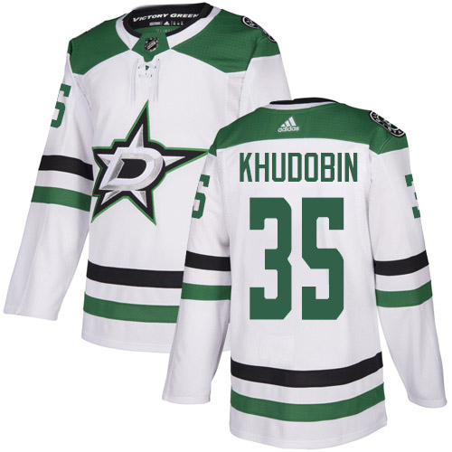 Adidas Men Dallas Stars #35 Anton Khudobin White Road Authentic Stitched NHL Jersey